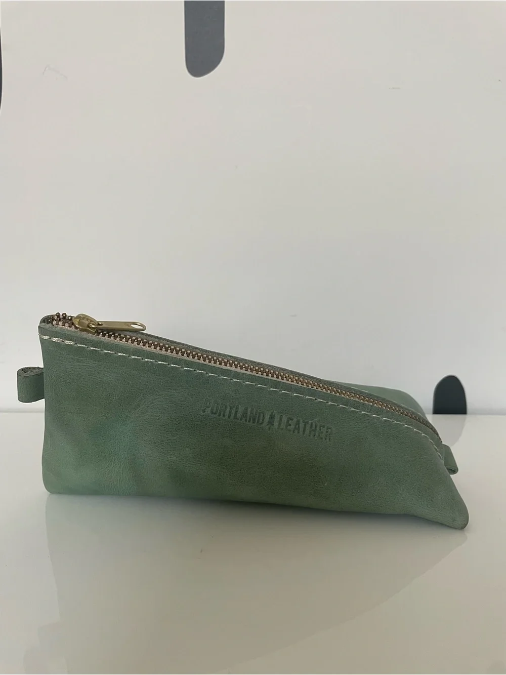 Portland Leather Sage Green Leather Zip Pouch Coin Purse